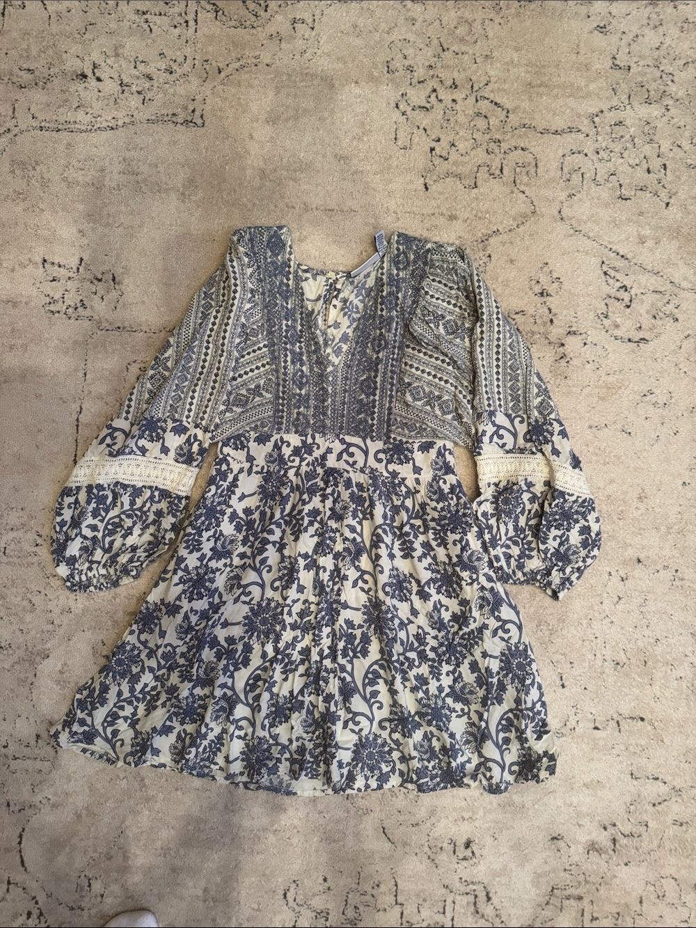 Sincerely Jules Blue and White Floral Boho Dress for Juniors
